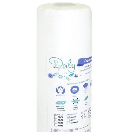Салфетки в рулоне Doily 20см х 30см (100 штрул) из спанлейса 40гм2 - гладкие 00687 фото